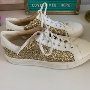 Piampiani Gold glitter leather sneakers size 39